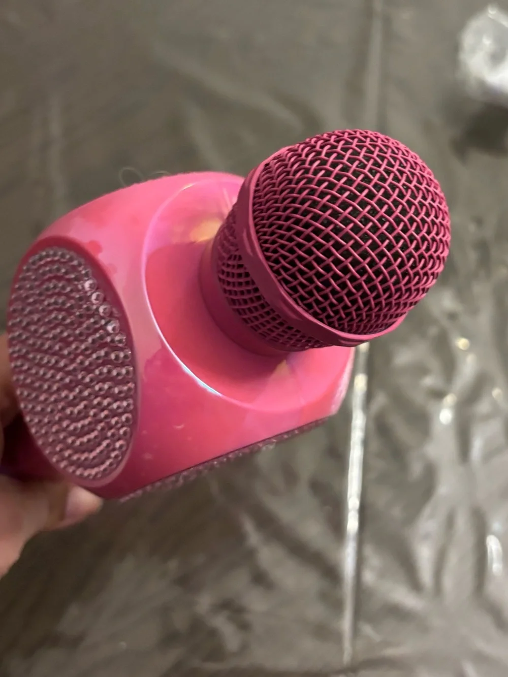 Portable Pink Wireless Karaoke Microphone with Built-In Speaker